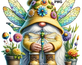 Imágenes Prediseñadas de gnomos de libélula, imágenes prediseñadas de libélula, imágenes prediseñadas de gnomos caprichosos, PNG de gnomos, imágenes prediseñadas de gnomos de jardín, imágenes prediseñadas de animales salvajes, gnomos PNG