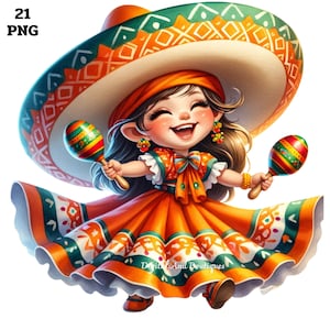 Cinco De Mayo PNG, Cinco De Mayo Clipart, Mexican Gnome, Mexican Musician, Mexican Clipart, Mexico Art, Latin Art, Mexico PNG, Mexican Girl