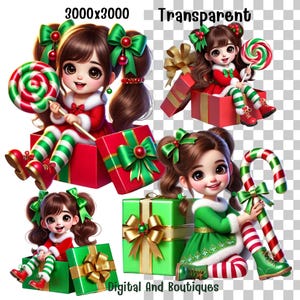 Girl Gnome Clipart, Christmas Girl Clipart, Christmas Gnome Girl, Christmas Decor, Christmas PNG, Winter Clipart, Winter Celebration Clipart