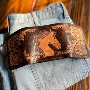 Customizable Tooled Trifold Wallet