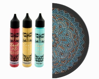 3D Metallic Dimensional Paint - Dotting Paint - Puff Paint - Decorative Dimensional Paint - 24 Color Options - 25ML - 0.85OZ