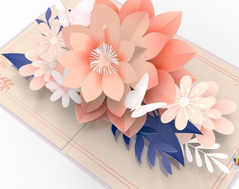 Pop-Up Karte „Blumenstrauß“ 3D Grußkarte – Handgemacht, 15x15 Cm, Mit Umschlag, Für Geburtstag, Hochzeit & Dank