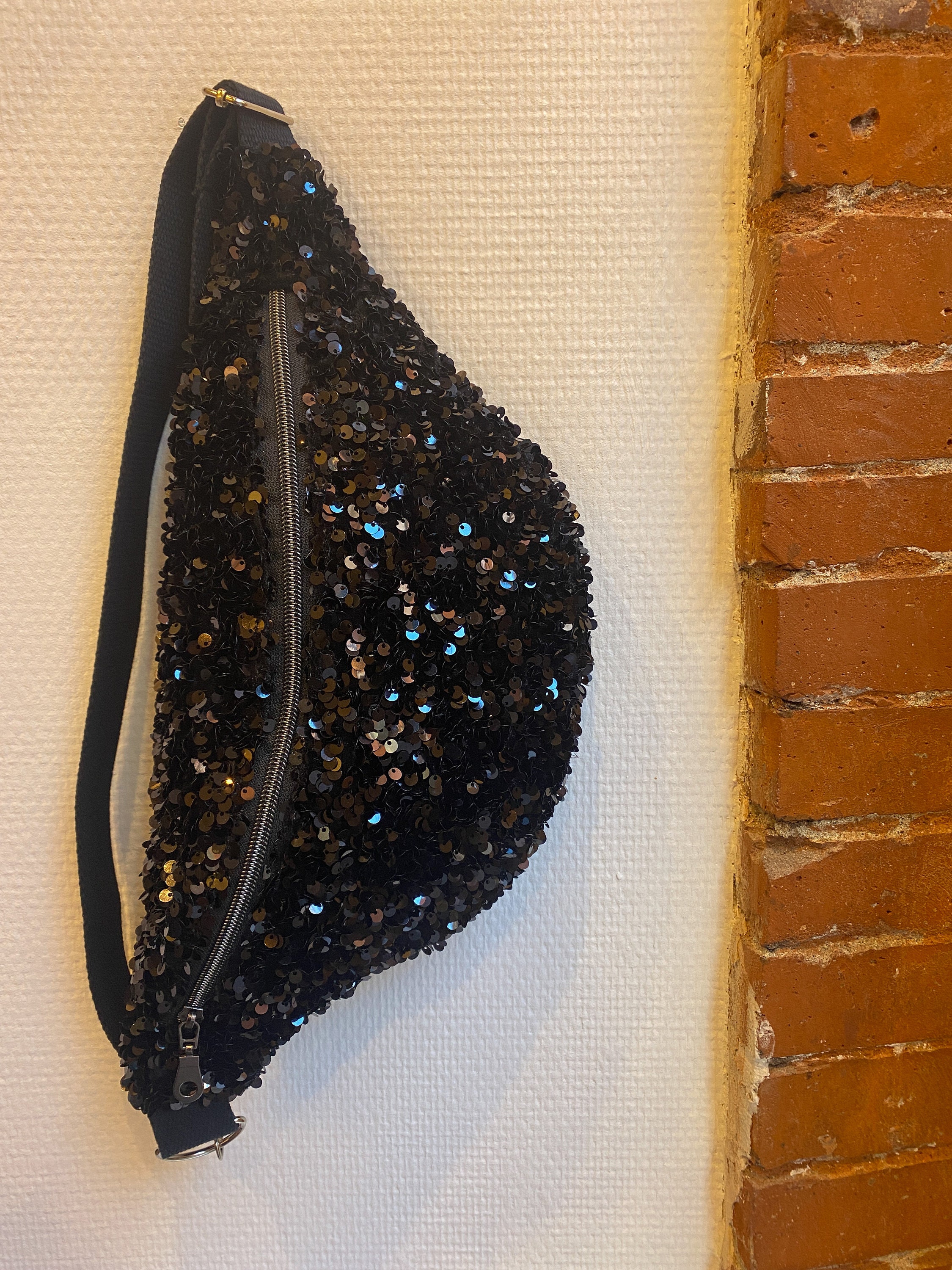 Black Sequin Belt Bag Etsy UK