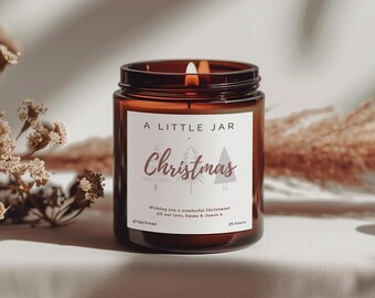 Personalised Christmas Soy Wax Candle with Christmas Tree Design