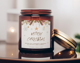 Personalised Christmas Soy Wax Candle with Christmas Design