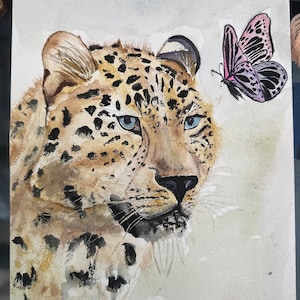 Leopard watercolor painting 9x12