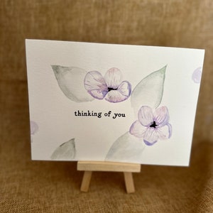 Tarjeta de aniversario de cumpleaños o día de San Valentín en acuarela pintada a mano pensando en ti 5 x 7