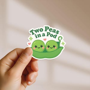 Two Peas in a Pod Vinyl Sticker, Cute Food Sticker, Laptop Decal, Water bottle Sticker, Peas in a Pod, Best Friends Gift, Plant Pun