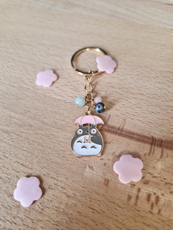 Porte-clés - Totoro, le Gardien des Saisons – Amazonite, Quartz Rose, Labradorite noire & Totoro