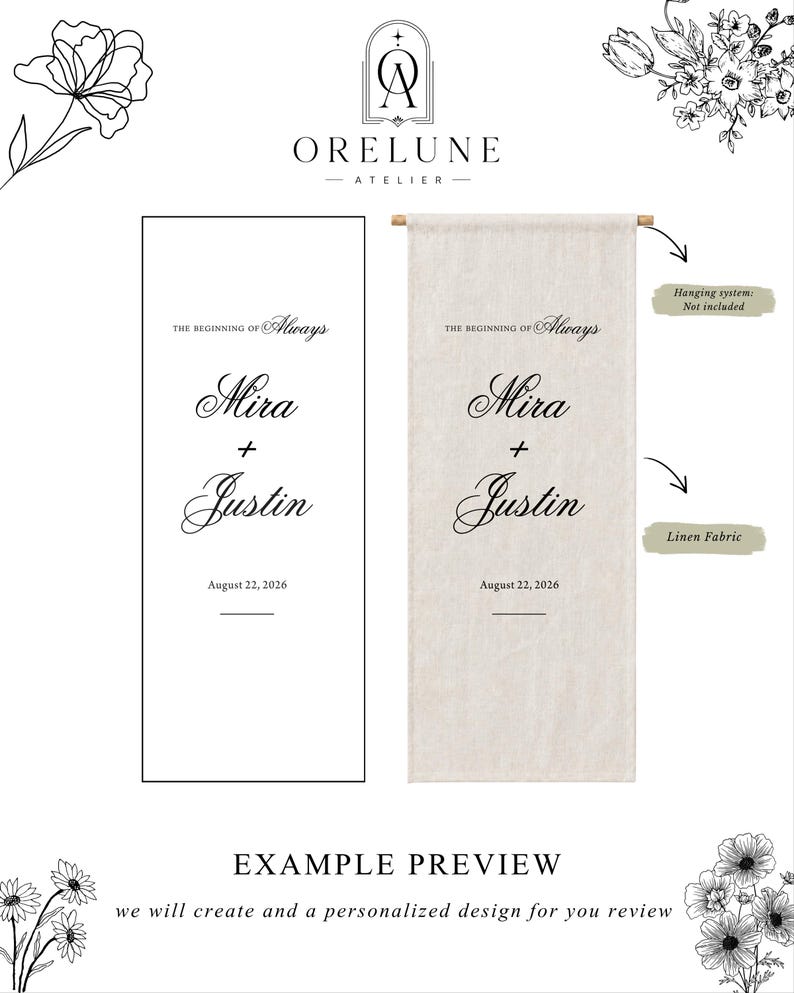 Wedding Welcome Sign, Personalized Linen Banner With Calligraphy - Etsy
