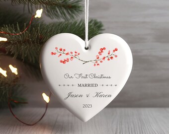 Premier Noël marié, ornement personnalisé, ornement de mariage, M. Mme Noël, cadeau de mariage de couple, cadeau de jeune marié, ornement de fiançailles