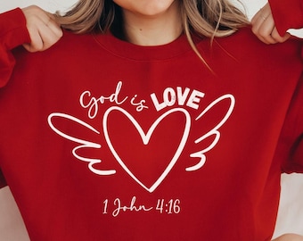 Sweat verset de la Bible, sweat chrétien de la Saint-Valentin, cadeau chemise amour chrétien, vêtement religieux, cadeau femme chrétienne, cadeau amoureux de Jésus