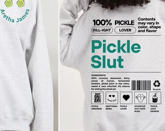 Gepersonaliseerde augurk sweater voor vrouwen, augurk grafische trui voor vriendin, verjaardagscadeau idee voor augurkliefhebber, custom augurk shirt