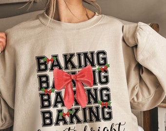 Baktröja för högtider, bakpresenter för jul, bakmamma-tröja, kaktröja för högtider, cupcake-tröja, baktröja, festlig tröja
