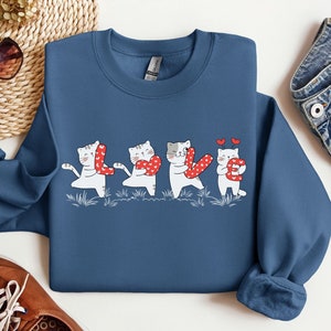 Kat Sweatshirt voor vrouwen, Kat minnaar cadeau, Verjaardagscadeau voor kattenmoeder, Kat eigenaar cadeau, Huisdier eigenaar Shirt, Leuke liefde Trui, Valentijnsdag cadeau