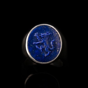 Lapis Wolf Ring Sterling Silver 925