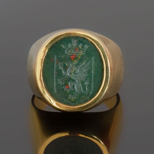 Bloodstone Celtic Crest Ring Gold Plated Sterling Silver 925