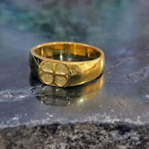 Antique Templar Cross Ring 13th Century Faithful Reproduction Gold Plated Sterling Silver 925