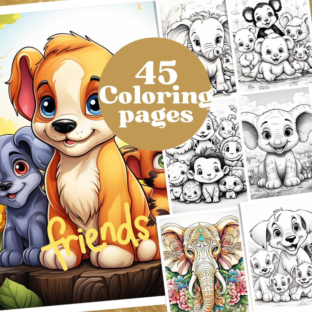 Animals Coloring Pages Magic Animals for Kids Print on Demand A4 Size