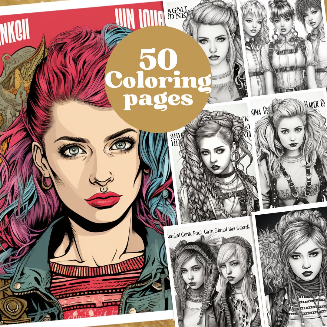 Color Book Punk Punk Anime Coloring Book Girls Anime Coloring Manga Print on - Etsy