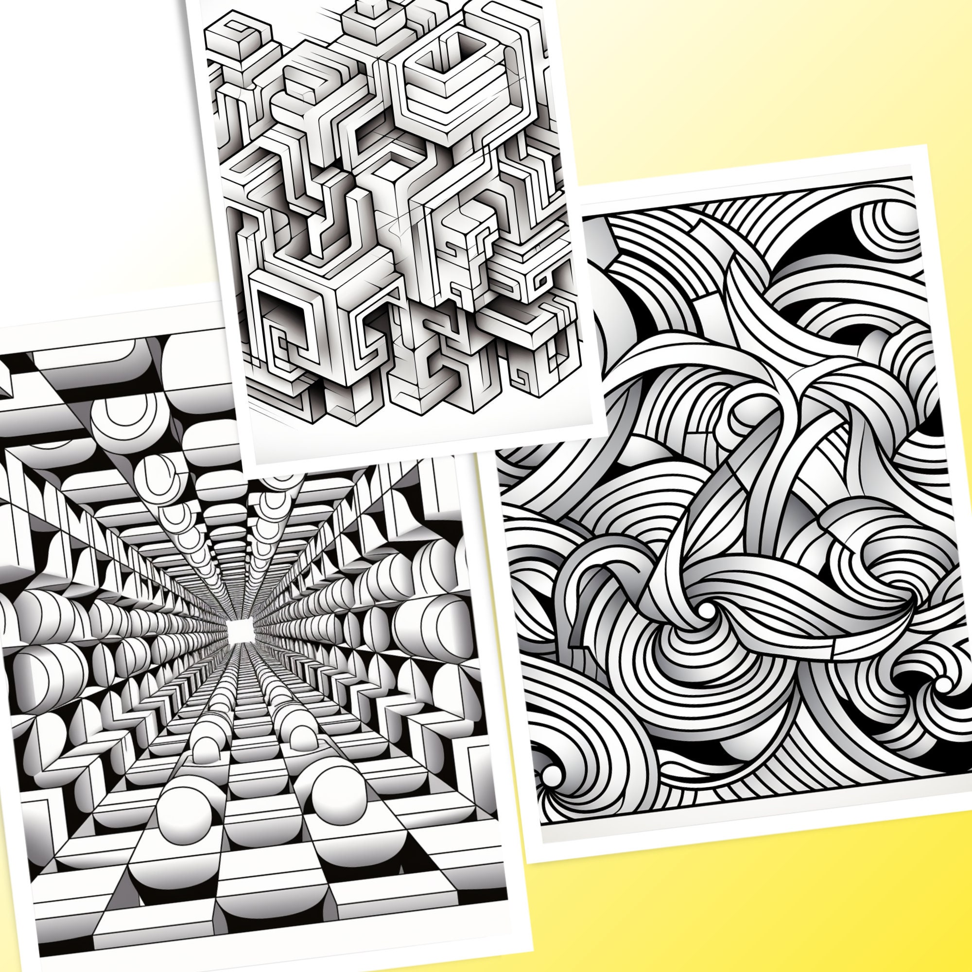 3D Coloring Pages Relaxing Coloring 3D Book Art Mandala - Etsy