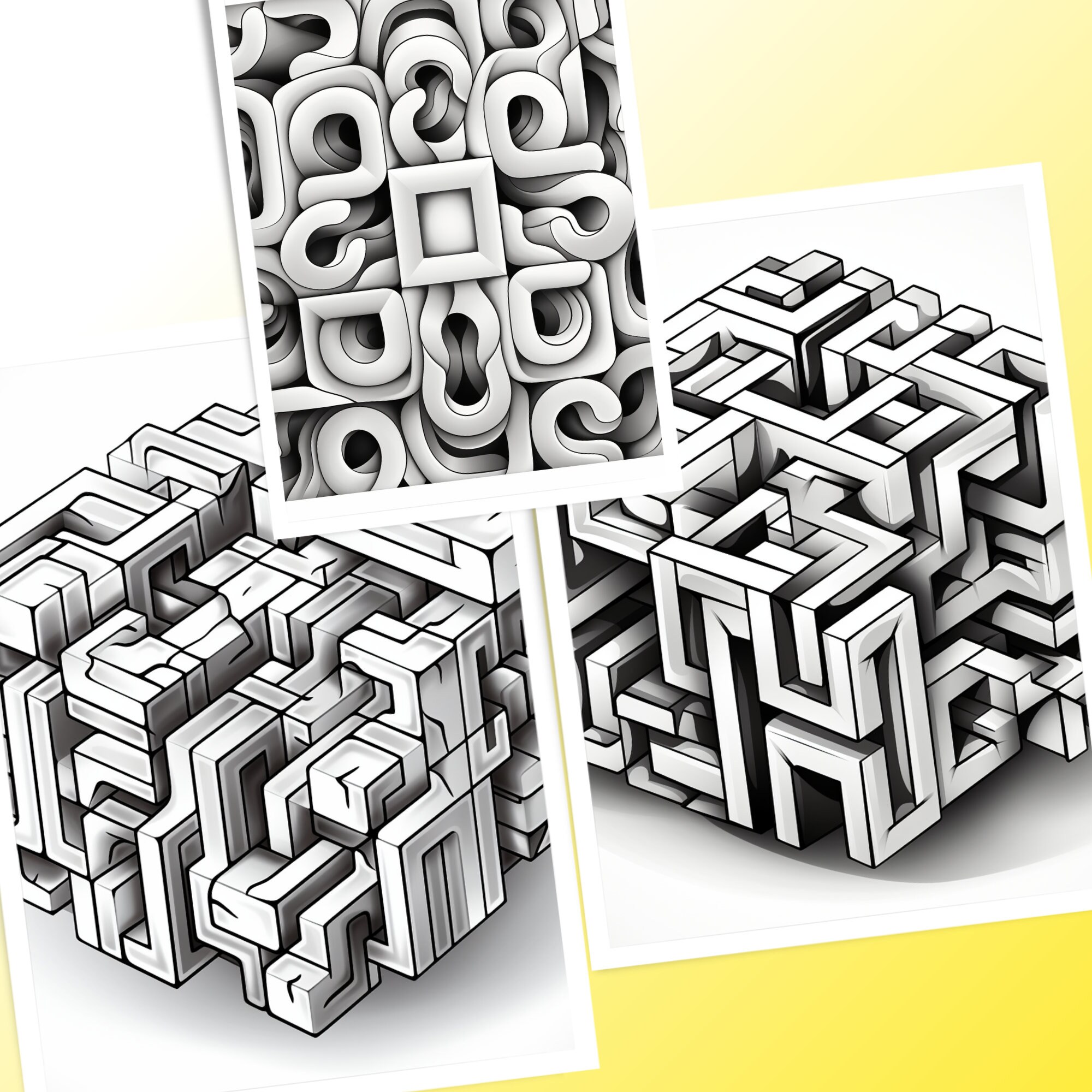Optical Illusion Coloring Book Kdp Coloring Page Low Content Pages 3D ...