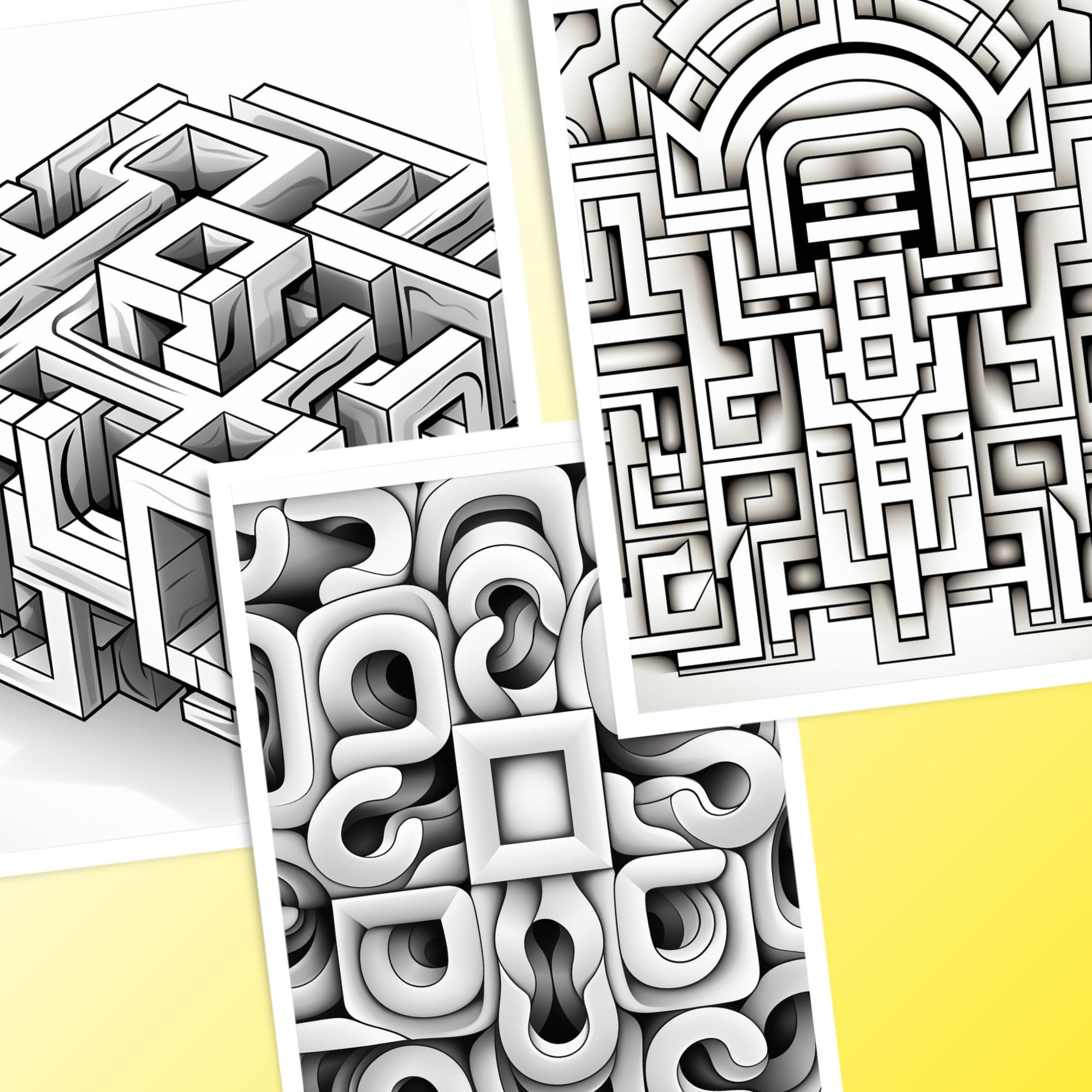 Optical Illusion Coloring Book Kdp Coloring Page Low Content Pages 3D ...