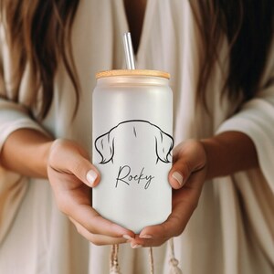Personalized Dog Ears Glass Cup Gift For Dog Owner- Custom Dog Name Cup Gift For Dog Lover- Dog Ear Beer Glass Can For Dog Mom- Dog Mom Gift