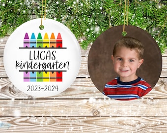 Personalized Kindergarten Photo Ornament Gift For Kids- Custom Kindergarten Ornament With Pictures -2025 Kindergarten School Year Ornament