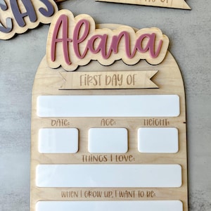 Personalized Interchangeable First Day Of School Sign For Kids, Reusable First Last Day of School Sign, Interchangeable Name Back to School