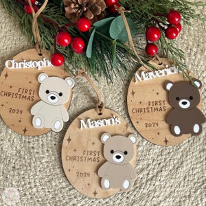 Baby's First Christmas Ornament 2025 gift for new baby, Personalized Baby Teddy Bear Ornament, First Christmas Ornament for Newborn Keepsake