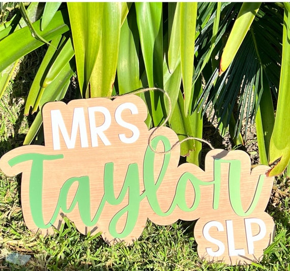 Personalized Speech Language Pathologist Name Sign Gift for SLP, Custom Door Sign for Speech Therapist Classroom, SLP sign gift for office