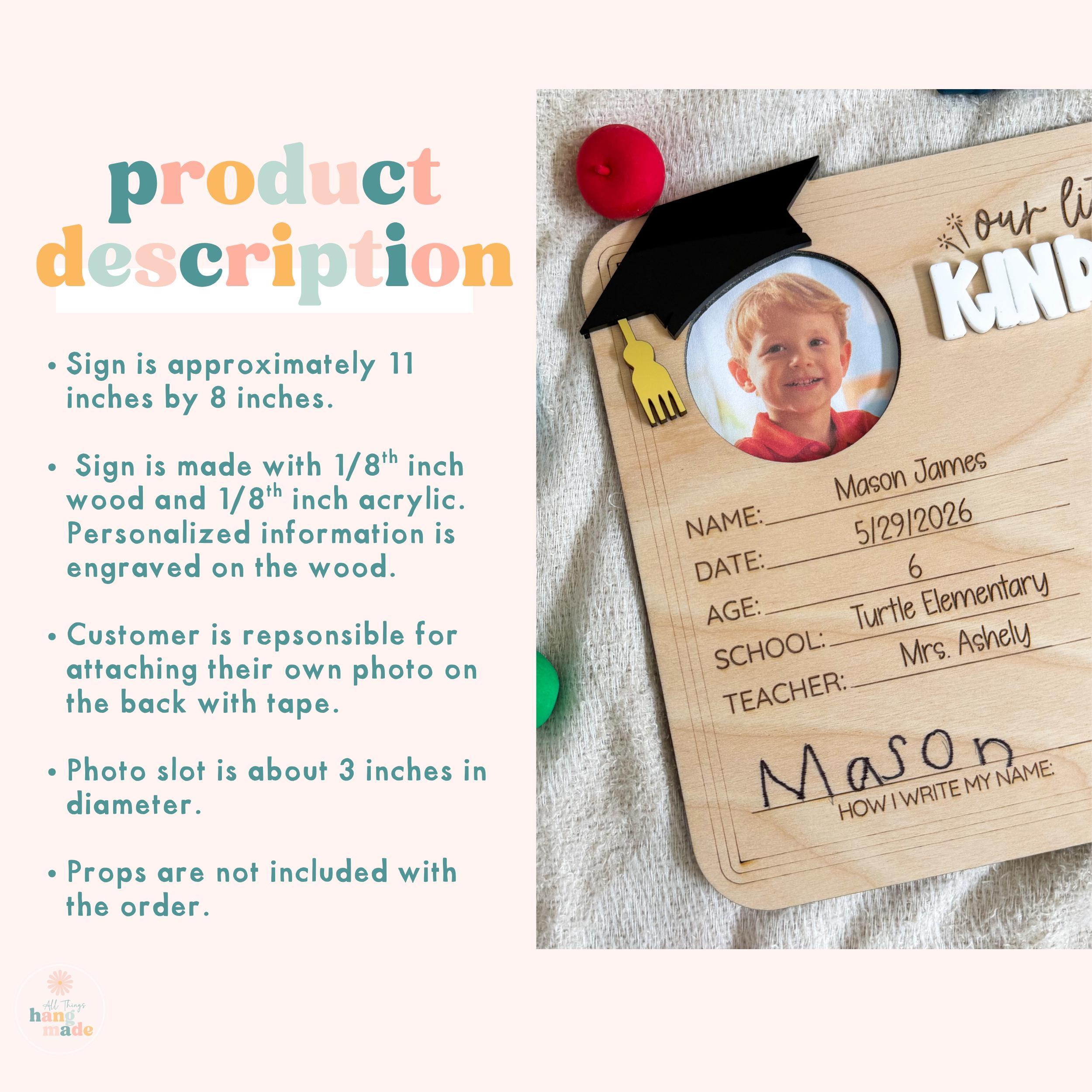 Personalized Kindergarten Keepsake for Kids, Cute Kindergarten Graduate ...