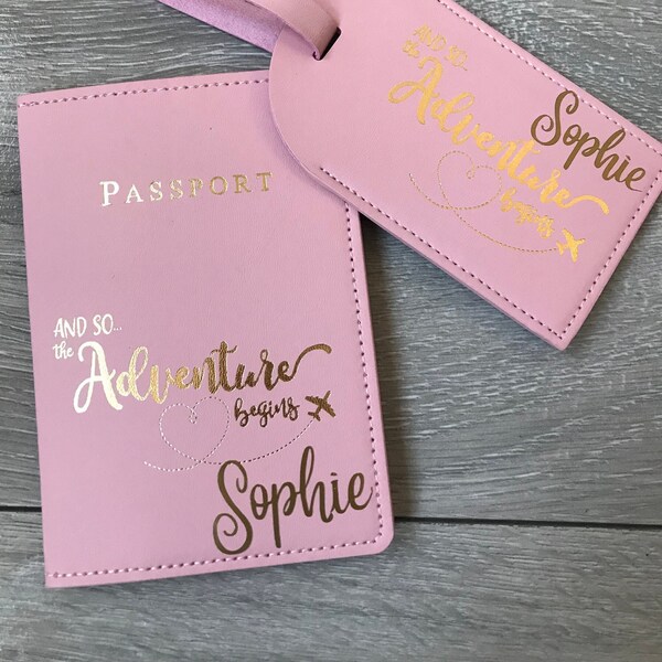 Personalised Passport Holder & Luggage Tag Set, Personalised Passport Cover, Holiday, Luggage, Travel, Honeymoon