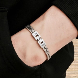 Custom Mens Bracelet, Stainless Steel  Engraved Bracelet, Couples Bracelet, Friendship Bracelet, Best Friend Bracelet, Gift for Men