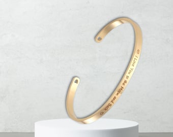 Gold Cuff Bracelet for Her, Engraved Bracelet, Custom Bracelet, Silver Bracelet, Handmade Jewelry, Graduation Gift, Friendship Bracelet