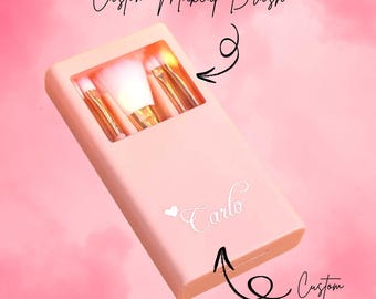 Personalized Engraved Makeup Brush Set | Custom Makeup Brushes & Cosmetic Bag | Bridesmaid, Birthday, Bridal and Bachelorette Gifts for Her