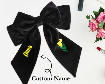 Benutzerdefinierte Name schwarze Schleife Haarspange, benutzerdefinierte haarschleife, Haarschmuck, Haarschleifen für Mädchen, Geschenke für Mädchen, Geburtstags- und Kindertagsgeschenk