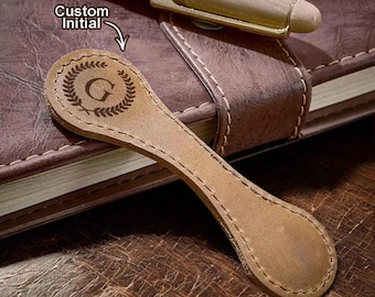 Gepersonaliseerde magnetische leren bladwijzer, magnetische bladwijzer alfabet, cadeau boekenliefhebber, aangepaste magnetische bladwijzer, cadeau leraar, leesgrage geschenken