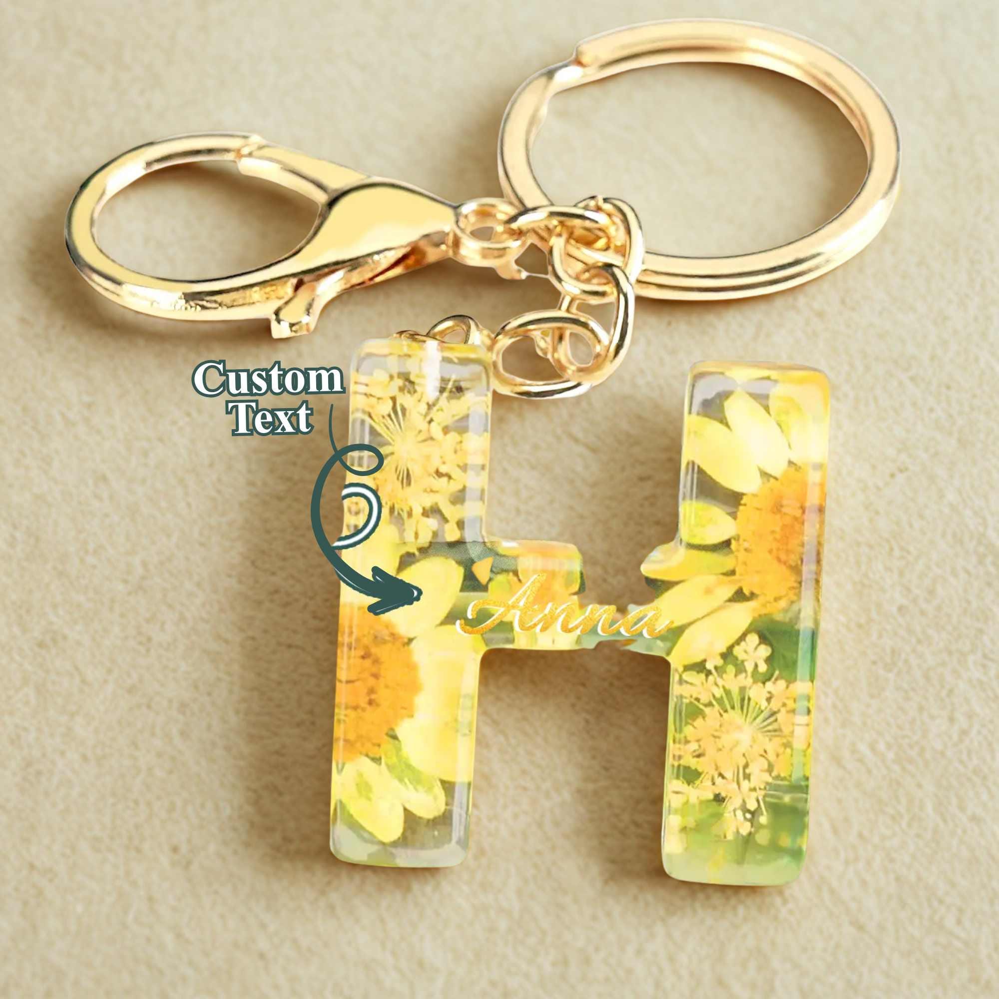 Beautiful Keychains With Letters Custom Letter Keychain, Flower Letter Keychain, Name Keychain, Resin ...