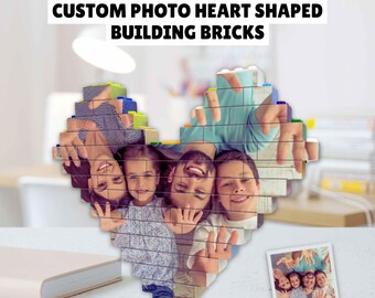 Personalised Family Heart Shaped Photo Puzzle | Custom Photo Brick Puzzle | Perfect gift for Anniversary, Birthday, Mother's Day