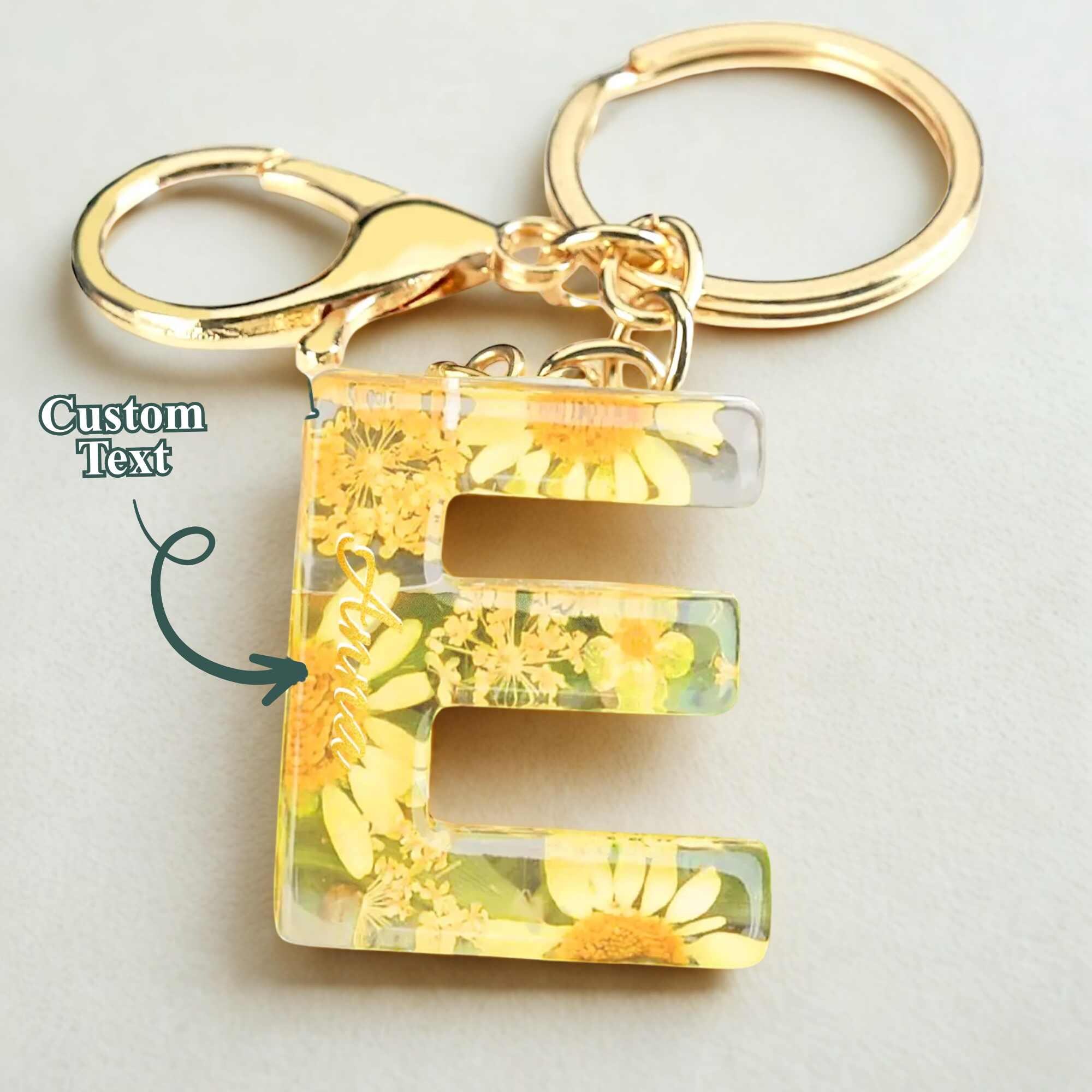 Beautiful Keychains With Letters Custom Letter Keychain, Flower Letter Keychain, Name Keychain, Resin ...