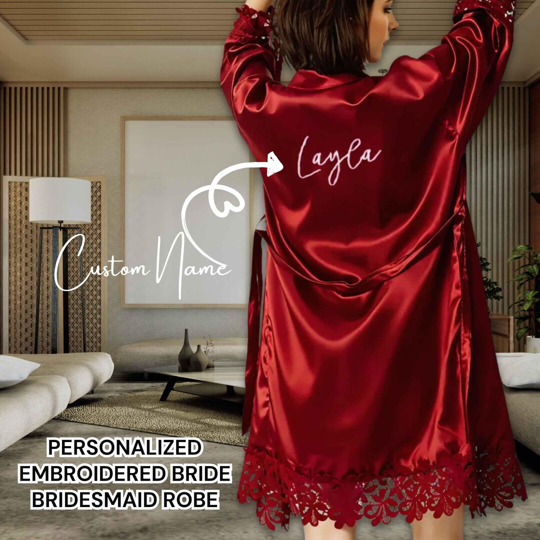 Personalized Bridesmaid Robe, Custom Bride Robe, Embroidered Robe ...