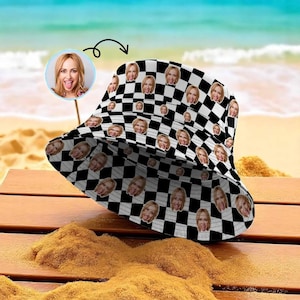 Custom Photo Hat | Personalized Bucket Hat for Women | Custom Trucker & Beach Hat | Funny Face Hat | Bachelorette or Father’s Day Gift