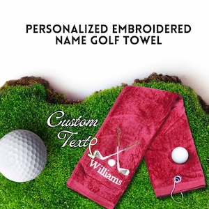 Gepersonaliseerde naam golfhanddoek, geborduurde handdoek, aangepaste naamhanddoek, golfcadeau vaderdag voor papa