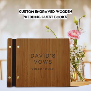Personalized Wedding Guestbook, Engraved Wooden Wedding Guest Books, Custom Wedding Gift