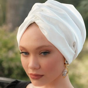Handmade White Satin Padded Hijab Bonnet for Muslim Women with Voluminous Fit and Breathable Cotton Inner Layer for All-Day Ease