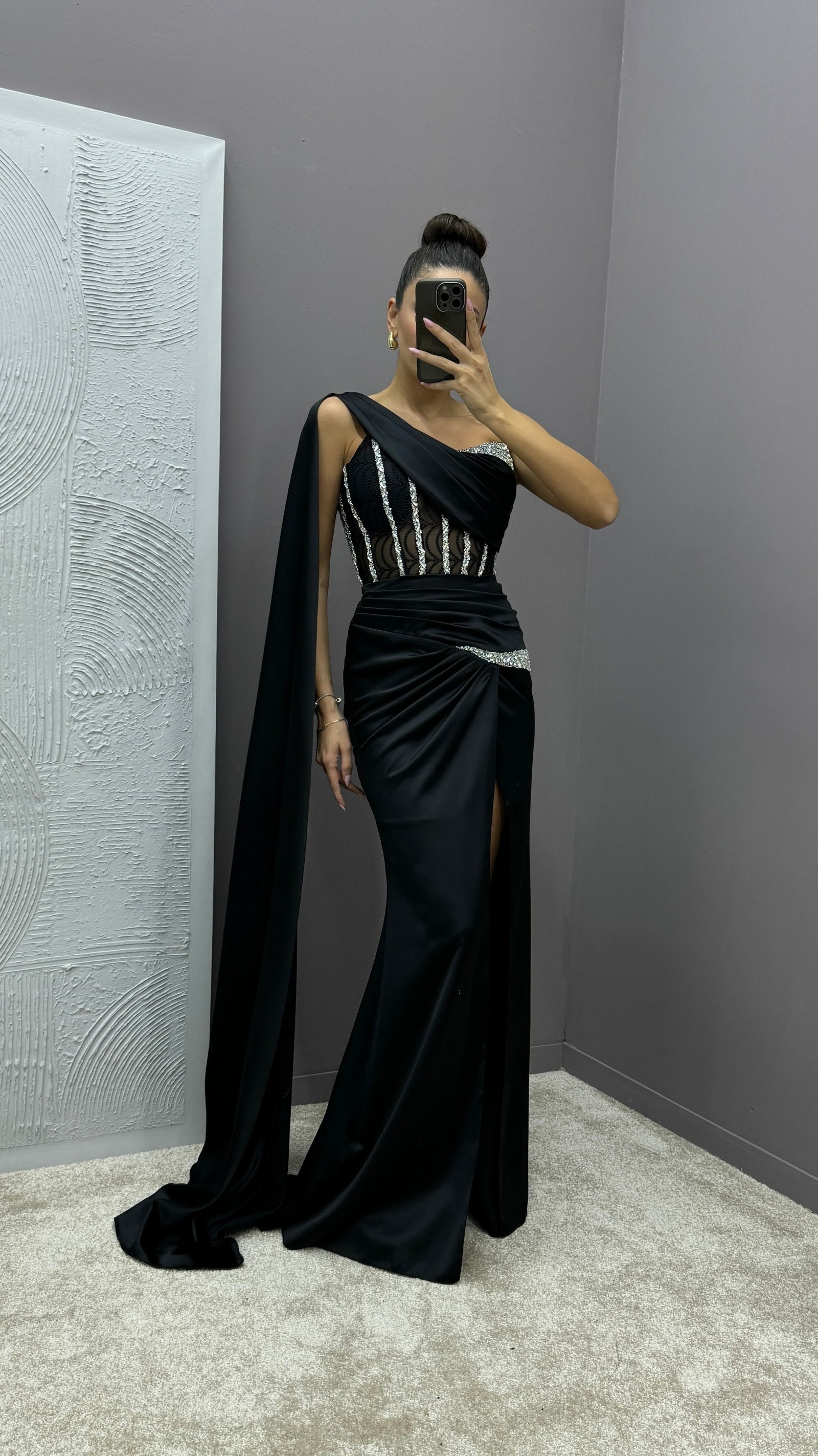 One Shoulder Embroidered Dress main image 0