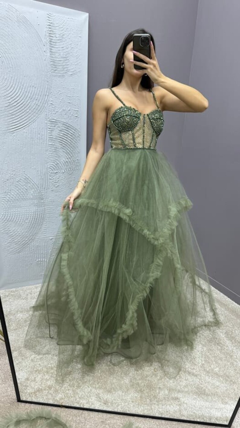 Rope Strap Transparent Detail Design Tulle Evening Dress,27493 - Etsy