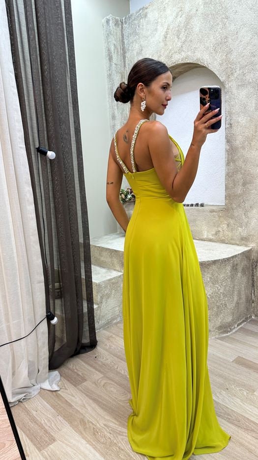 Neck Detail Waist Cross Embroidered Evening Dress, 16242 - Etsy Neck Detail Waist Cross Embroidered Evening Dress, 16242 - Etsy